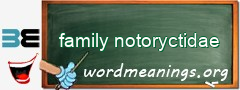 WordMeaning blackboard for family notoryctidae